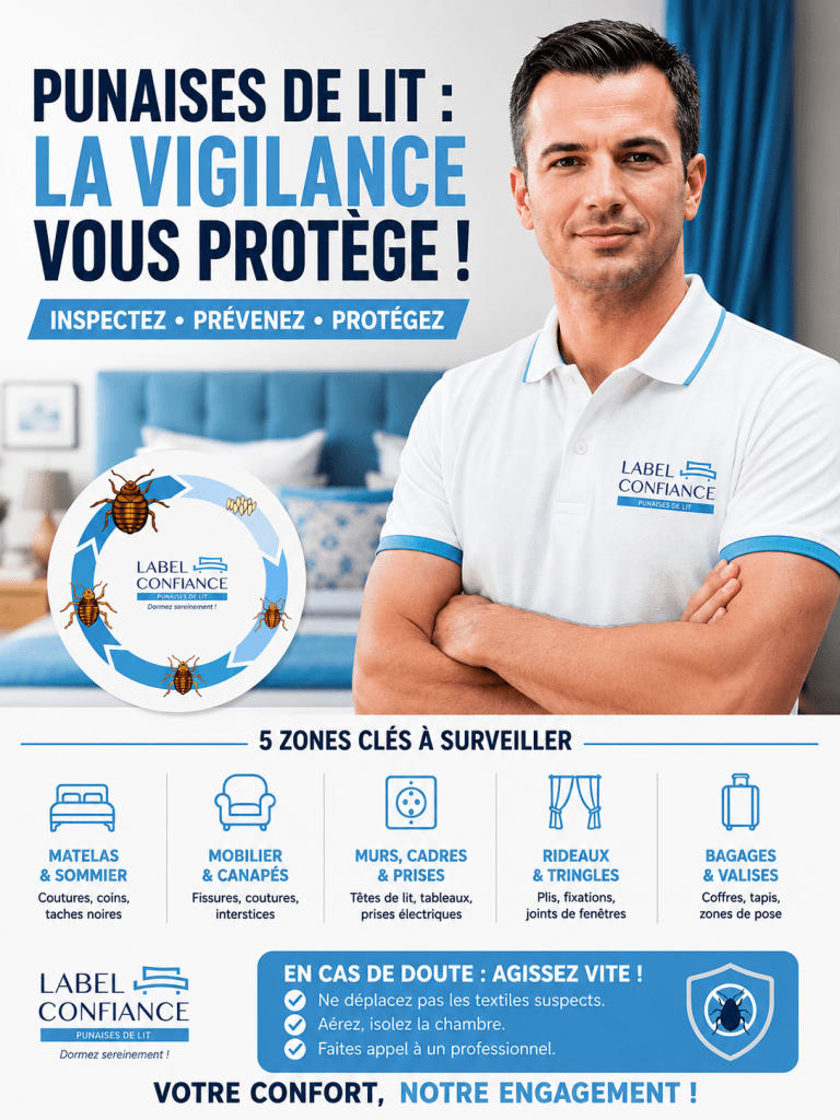 LABEL CONFIANCE PUNAISES DE LIT.